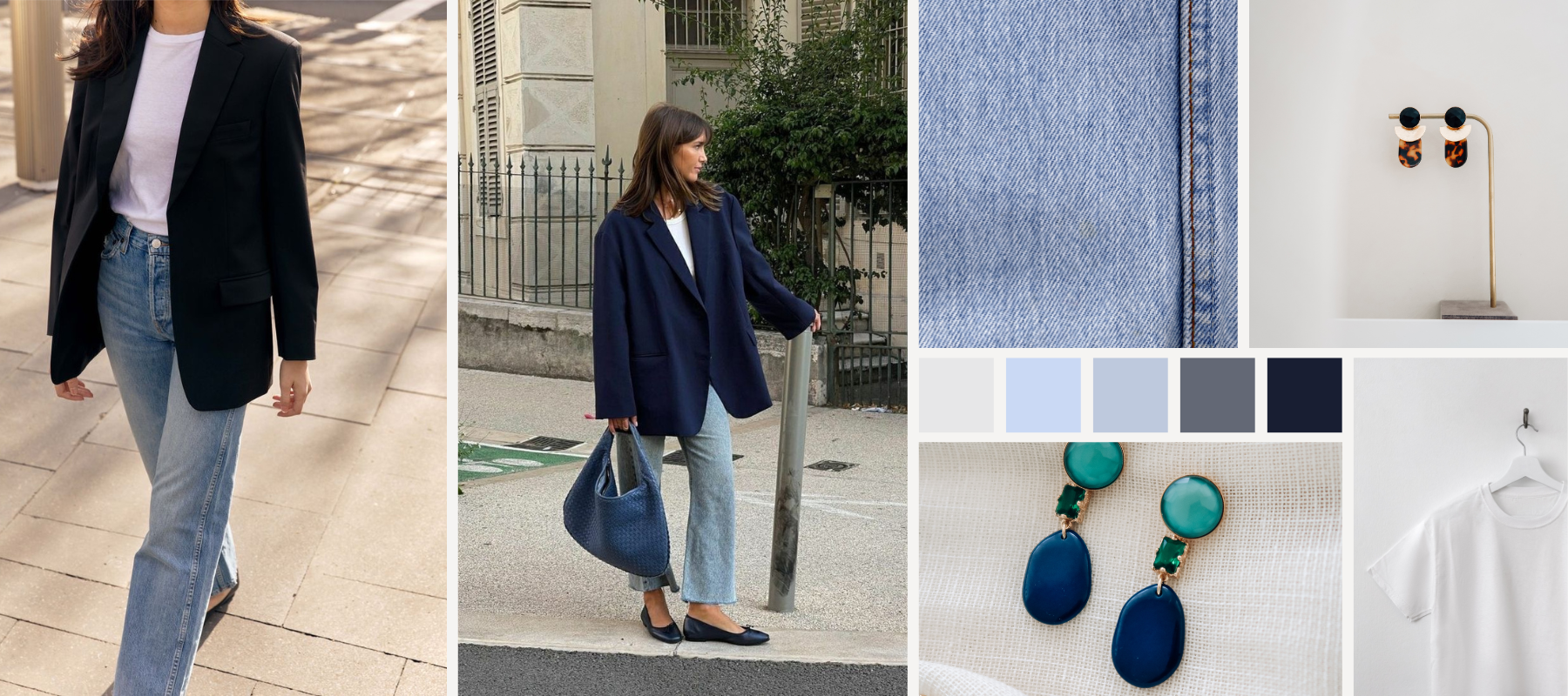 Stijlvol in blauw: outfit inspiratie en bijpassende oorbellen van Petit Bonbon